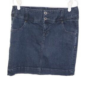 Converse One Star Denim Blue Jean Skirt Wide Waistband Pockets Slit Size 12